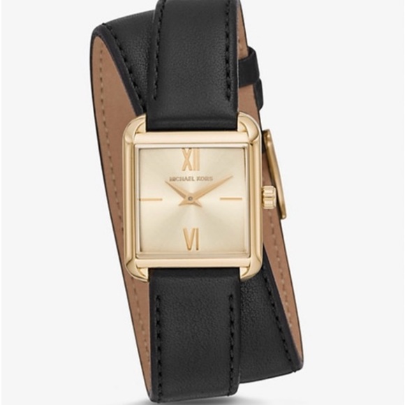 EUC Lake Gold-Tone and Black Leather Wrap Watch - Picture 9 of 16